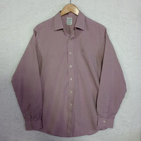 Brooks Brothers Classic Mens Long Sleeve Button-up Supima Cotton Shirt Red 16-35 - Picture 10 of 11